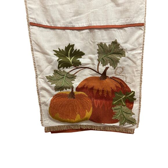 Beautiful Embroidered Fall Harvest Pumpkin Table Runner Handmade in India - Picture 2 of 5